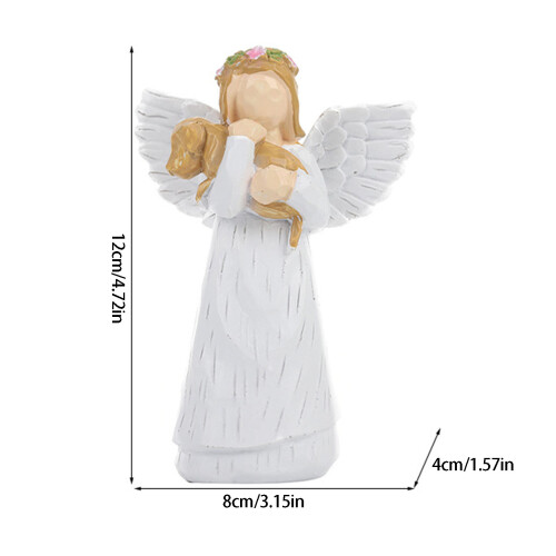 Figurine d'ange à ailes blanches, Sculpture artisanale en 2
