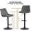 (2pcs, GREY) Set of 2 Bar Stools Velvet Breakfast Stool Chairs 5