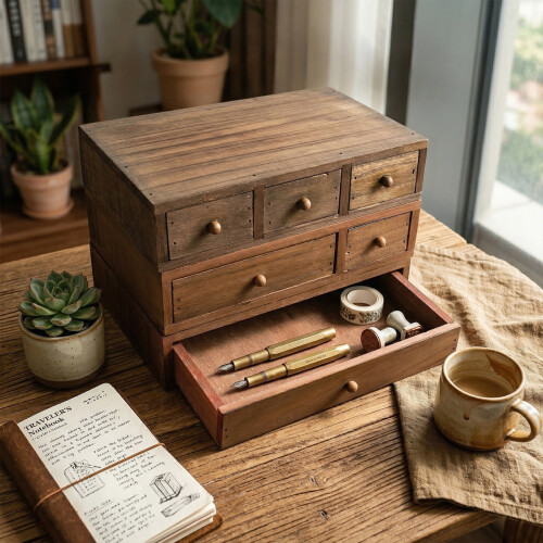 Wooden Desktop Organizer With Drawer For Offices Multi-C 2
