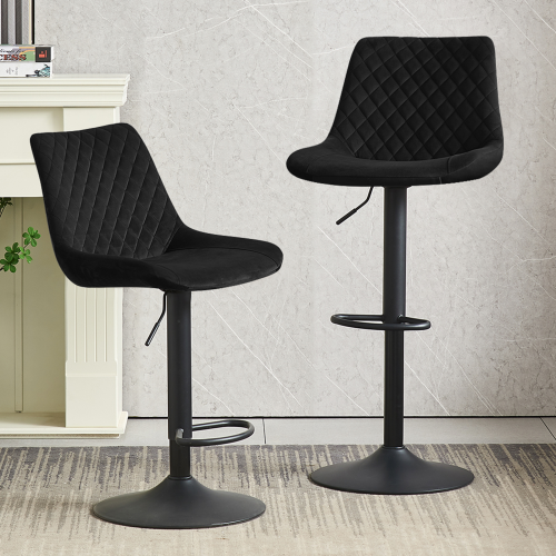 (1pc, BLACK) Single Bar Stools Velvet Breakfast Stool Chairs 2