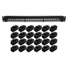 19Inch 1U Cabinet Rack Pass-Through 24 Port CAT6 Patch Panel RJ45 contact port(RJ45 contact port) Modular Frame