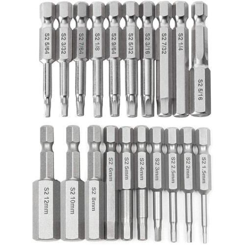 20Pcs Hex  Wrench Drill Bit Set Shank Quick Release Magnetic Screwdriver Bits Set (Metric +SAE)