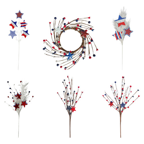 Bright Red White Blue Berries Sprigs-five star cuttings 1