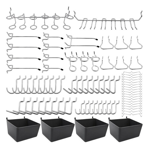 80 Piece Pegboard Hooks Assortment with Pegboard Bins, Peg Locks, for Organizing Various Tools for Kitchen  Room