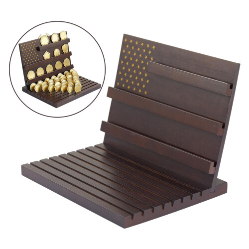 11 Layer Dark Wood Holder For Armed Forces Commemorative-Black 2