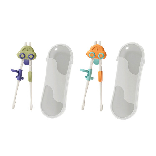 Beginner Friendly Chopsticks Set For Kids With Ergonomic-Green 2