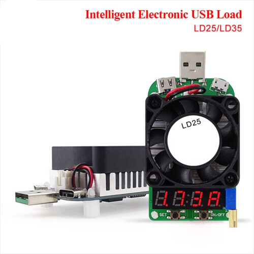 USB Electronic Load Tester Multifunctional Digital Voltage Current Meter Battery Tester with Fan LD25 1