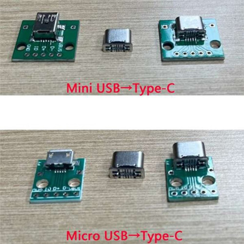 10pcs MC007 MicroUSB to Type-C Adapter Board Charging Data Transmission PCB Board Repair Replacement Connector 1