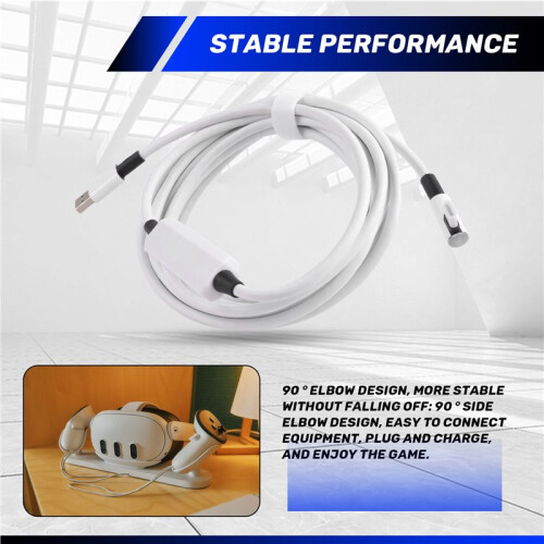 USB3.2 Gen1 VR Link Cable with Light USB to C Charging Playing Data Transfer Cable 5Gbps for Meta Quest 3/3S/ 4 2