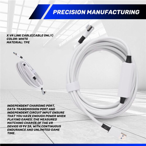 USB3.2 Gen1 VR Link Cable with Light USB to C Charging Playing Data Transfer Cable 5Gbps for Meta Quest 3/3S/ 4