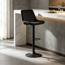 (1pc, BLACK) Single Bar Stools Velvet Breakfast Stool Chairs