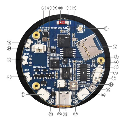 ESP32-S3 1.85 Inch Round Display Development Board 32-Bit LX7 Dual-Core Processor 360x360 Screen for WiFi & 2