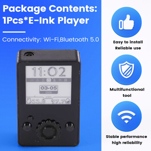 All-in-One  E-Ink Pendant: MP3 Player, E-Book Reader, FM Radio, Weather Widget,  Wi-Fi 1