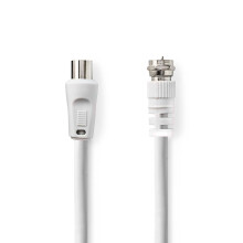 Cable de antena y satélite | F Macho | IEC (coaxial) macho | Niquelado | 75 ohmios | Doble blindaje | 1,50 metros | Redondo | PVC | Blanco | Etiqueta