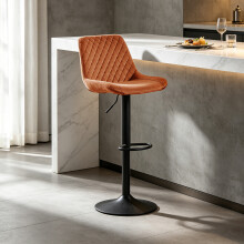(1pc, ORANGE) Single Bar Stools PU/ Velvet Breakfast Stool Chairs