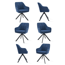 (Blue, Set of 6) Goeurvant Swivel Dining Chairs