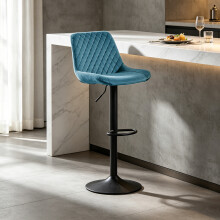 (1pc, TEAL)Single Bar Stools PU/ Velvet Breakfast Stool Chairs