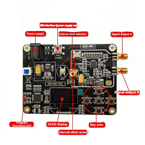 ADF4351-OLED Wideband Phase-Locked Loop Frequency Synthesizer 35MHz-4.4GHz RF Signal Source SMA Output Module 1