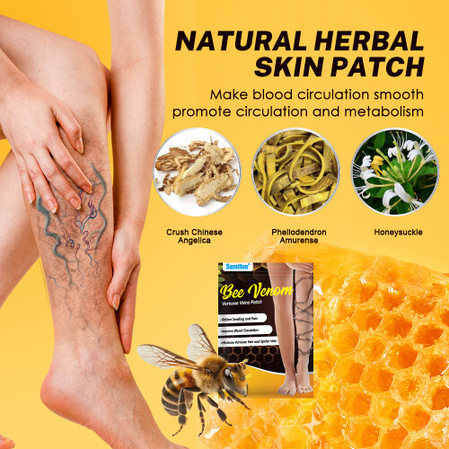 Bee Venom Vein Care Patch Varicose Veins Earthworm Leg Massage Heating Patch 1