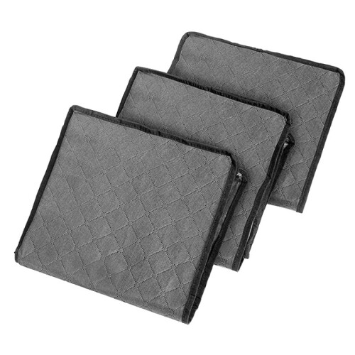 2PCS Quilt Organizer Box Foldable Portable Closet Stackable Bins Non Woven Clothes Storage Blankets Collecting Case-Gray 2