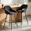 (2pcs,Black) Set of 2 Bar Stools Velvet Breakfast Bar Stools Rest 1