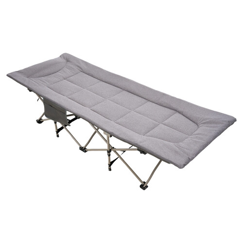 Living And Home Portable Folding Camping Cot Camping bed with Headrest, Grey 2