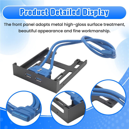 2 Portar USB 3.0 Frontpanel Diskettfack 20-Stift USB3.0 Hub Expansionskabel Adapter Plastfäste för PC Desktop 2