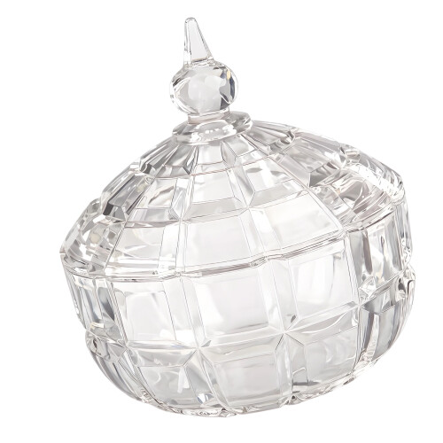 Modern Clear Glass Crystal Candy Dish With Lid Decorative-B