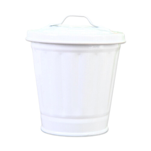 Mini Trash Bin Metal Build Convenient For Daily Needs-White