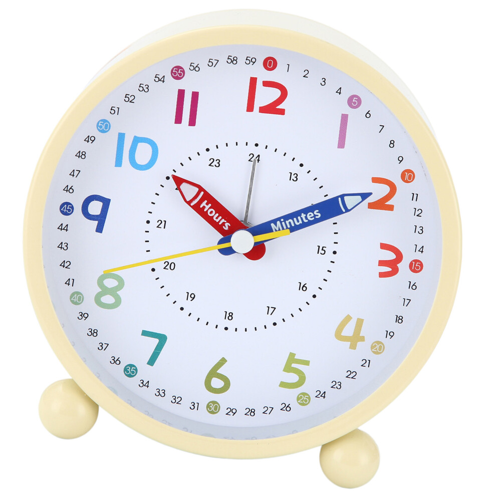 Children Quiet Alarm Clock Simple Operations Colorful- Cream