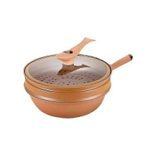 2025 Iron Wok with Lid,NonStick Frying Pans Cooking Steaming Pan, and Cooking All in 1
