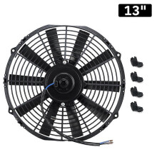 (13 inch) LBQ 7 9 10 12 13 14 Inch Universal 12V 80W Slim Reversible Black Blade Electric Cooling Radiator Auto Fan Mounting Kit