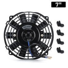 (7 inch) LBQ 7 9 10 12 13 14 Inch Universal 12V 80W Slim Reversible Black Blade Electric Cooling Radiator Auto Fan Mounting Kit