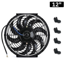 (12 inch) LBQ 7 9 10 12 13 14 Inch Universal 12V 80W Slim Reversible Black Blade Electric Cooling Radiator Auto Fan Mounting Kit