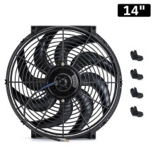(14 inch) LBQ 7 9 10 12 13 14 Inch Universal 12V 80W Slim Reversible Black Blade Electric Cooling Radiator Auto Fan Mounting Kit