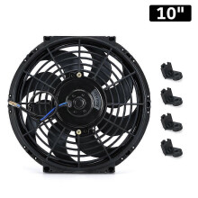 (10 inch) LBQ 7 9 10 12 13 14 Inch Universal 12V 80W Slim Reversible Black Blade Electric Cooling Radiator Auto Fan Mounting Kit