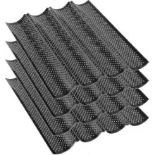 4 Pack 15 X 13 Inch Black Non-stick Perforated Baguette Pans, French Loaf Pan Baguette Tray 4 Wavy Loaves Loaf Pan for Baking -gt
