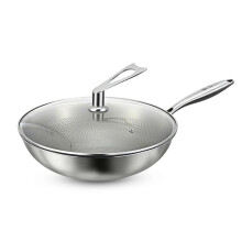 Titanium Hammered Nonstick Wok with Lid, Large Scratch Resistant Frying Pan for All Stovetops
