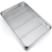 19.6" Baking Sheet Pan with Rack Set, Stainless Steel, Oven-Safe, Non-Toxic, Dishwasher Safe, Heavy Duty