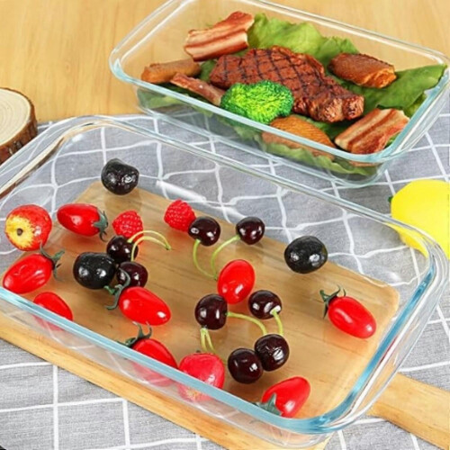 Rectangular Glass Baking Dish with Lids – Fridge-to-Oven, Lasagna & Leftovers, Gray 1