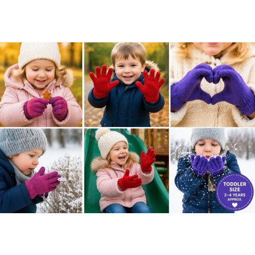 (Mixed Colours) Handy Six Pack Toddler Magic Gloves 2
