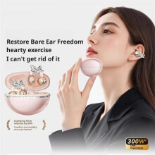 Clip- Earbuds Open Ear Headphones with Detachable Crystal Bowknot Earrings for Sports Fitness, for Girls