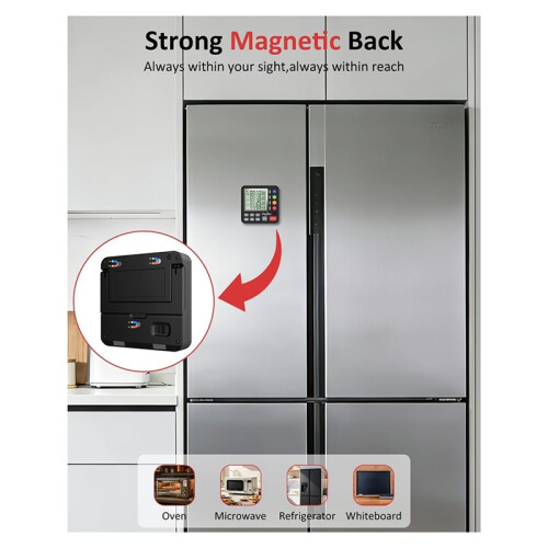 Magnetic Kitchen Timer 4 Channels Four Sets of Timing Digital Cooking Countdown Timer for Classroom Study Gym Kitchen 1