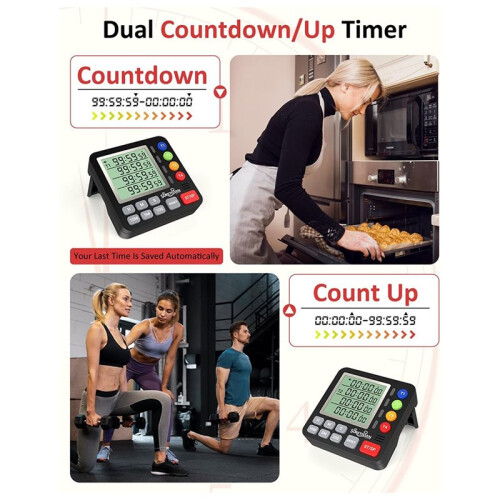 Magnetic Kitchen Timer 4 Channels Four Sets of Timing Digital Cooking Countdown Timer for Classroom Study Gym Kitchen