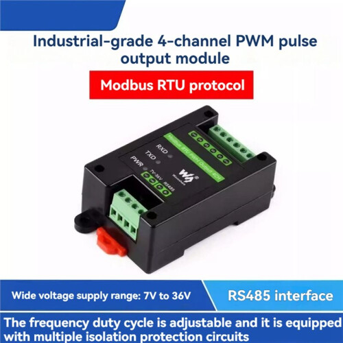 Waveshare Industrial 4-CH PWM Pulse Output Module Modbus RTU Protocol RS485 Interface Adjustable Frequency 1