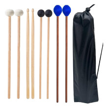 Schlagzeugschlägel-Set - 4 Paar (Filzpauken, Gummi, Marimba, 5A) Drumsticks mit Tasche, Perkussionsinstrument für Anfänger