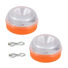 2 Unidades de Farol de Emergência LED para Carro, Recarregável Via USB, com Indução Magnética, Luz Estroboscópica Intermitente, Sinalização de