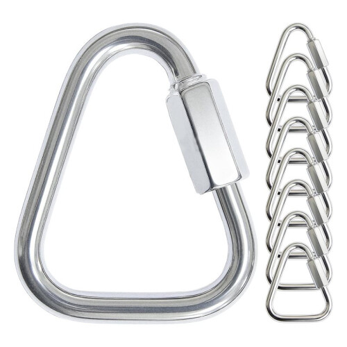 8 Pack Triangle Carabiner Clips for Slackline , Heavy Duty Triangular Quick  Quick Link Chain Connector