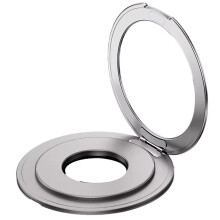 360 Rotation Metal Strong Magnetic Suction Rotating Folding Ring Phone Holder Universal Tablet Desktop Stand Silver