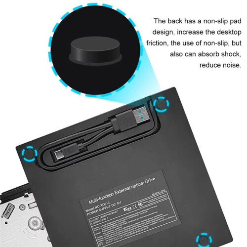 7-in-1 USB 3.0 Type C External CD DVD RW Optical Drive DVD Player Burner Reader for Windows XP/7/8/10/11 Laptop Desktop